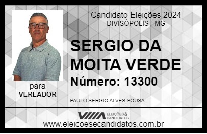 Candidato SERGIO DA MOITA VERDE 2024 - DIVISÓPOLIS - Eleições