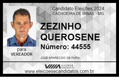 Candidato ZEZINHO QUEROSENE 2024 - CACHOEIRA DE MINAS - Eleições