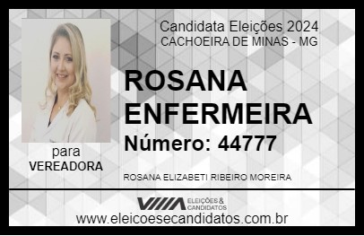 Candidato ROSANA ENFERMEIRA 2024 - CACHOEIRA DE MINAS - Eleições