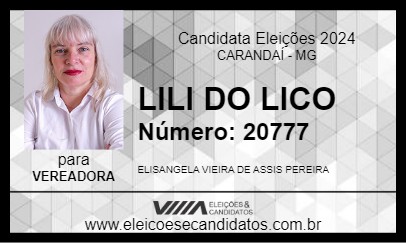 Candidato LILI DO LICO 2024 - CARANDAÍ - Eleições