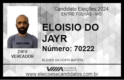 Candidato ELOISIO DO JAYR 2024 - ENTRE FOLHAS - Eleições