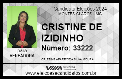 Candidato CRISTINE DE IZIDINHO 2024 - MONTES CLAROS - Eleições