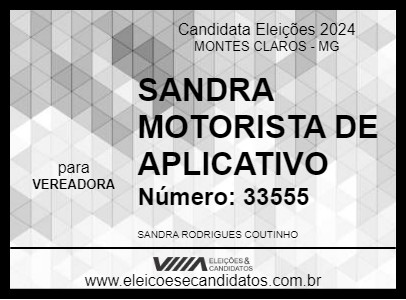 Candidato SANDRA MOTORISTA DE APLICATIVO 2024 - MONTES CLAROS - Eleições