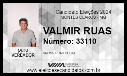 Candidato VALMIR RUAS 2024 - MONTES CLAROS - Eleições