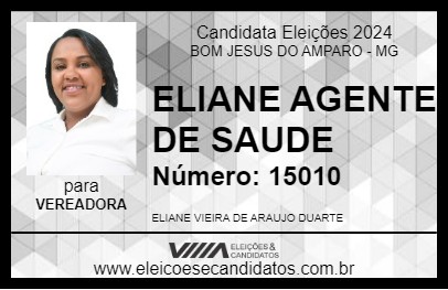 Candidato ELIANE AGENTE DE SAUDE 2024 - BOM JESUS DO AMPARO - Eleições