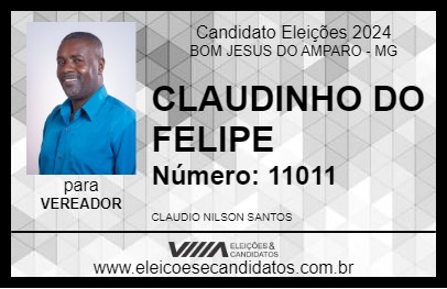 Candidato CLAUDINHO DO FELIPE 2024 - BOM JESUS DO AMPARO - Eleições