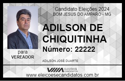 Candidato ADILSON DE CHIQUITINHA 2024 - BOM JESUS DO AMPARO - Eleições