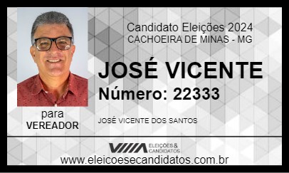 Candidato JOSÉ VICENTE 2024 - CACHOEIRA DE MINAS - Eleições