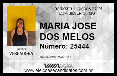 Candidato MARIA JOSE DOS MELOS 2024 - DOM SILVÉRIO - Eleições