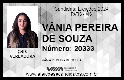 Candidato VÂNIA PEREIRA DE SOUZA 2024 - PATIS - Eleições