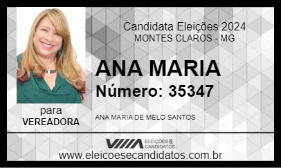 Candidato ANA MARIA 2024 - MONTES CLAROS - Eleições