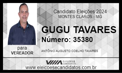 Candidato GUGU TAVARES 2024 - MONTES CLAROS - Eleições