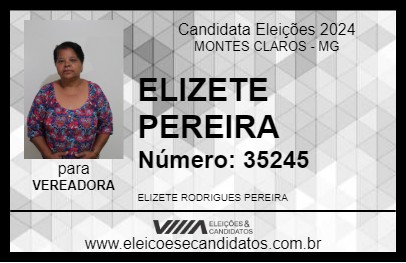 Candidato ELIZETE PEREIRA 2024 - MONTES CLAROS - Eleições