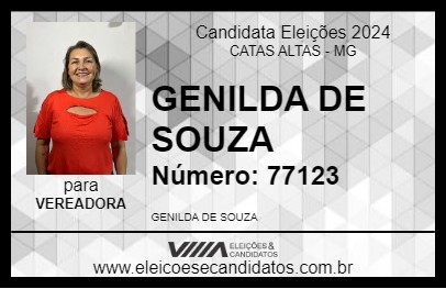 Candidato GENILDA DE SOUZA 2024 - CATAS ALTAS - Eleições