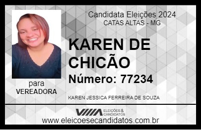 Candidato KAREN DE CHICÃO 2024 - CATAS ALTAS - Eleições