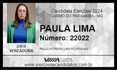 Candidato PAULA LIMA 2024 - CARMO DO PARANAÍBA - Eleições