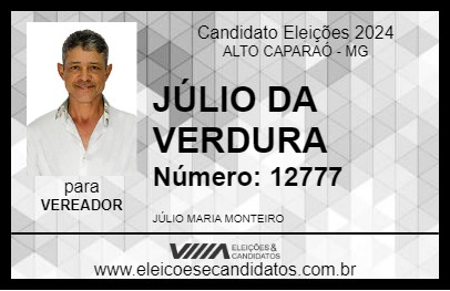 Candidato JÚLIO DA VERDURA 2024 - ALTO CAPARAÓ - Eleições