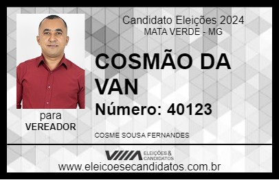 Candidato COSMÃO DA VAN 2024 - MATA VERDE - Eleições