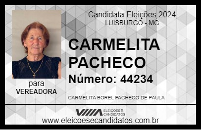 Candidato CARMELITA PACHECO 2024 - LUISBURGO - Eleições