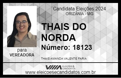 Candidato THAIS DO NORDA 2024 - ORIZÂNIA - Eleições