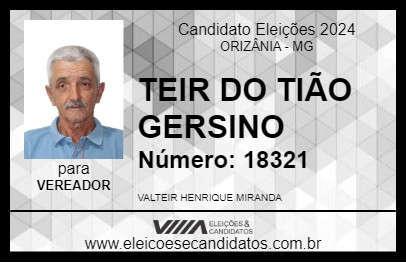 Candidato TEIR DO TIÃO GERSINO 2024 - ORIZÂNIA - Eleições