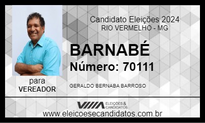 Candidato BARNABÉ 2024 - RIO VERMELHO - Eleições