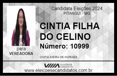 Candidato CINTIA FILHA DO CELINO 2024 - PITANGUI - Eleições