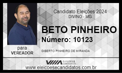 Candidato BETO PINHEIRO 2024 - DIVINO - Eleições