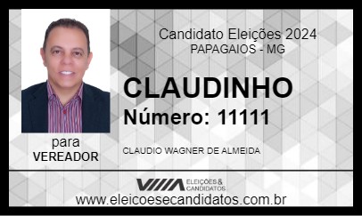 Candidato CLAUDINHO 2024 - PAPAGAIOS - Eleições