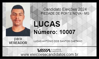 Candidato LUCAS 2024 - PIEDADE DE PONTE NOVA - Eleições