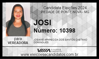 Candidato JOSI 2024 - PIEDADE DE PONTE NOVA - Eleições