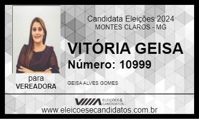 Candidato VITÓRIA GEISA  2024 - MONTES CLAROS - Eleições