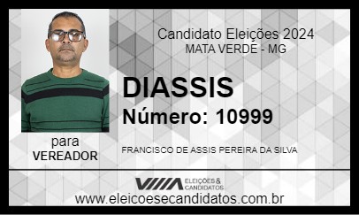 Candidato DIASSIS 2024 - MATA VERDE - Eleições