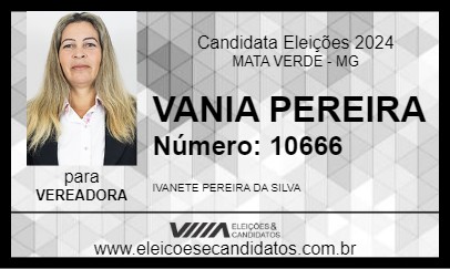 Candidato VANIA PEREIRA 2024 - MATA VERDE - Eleições