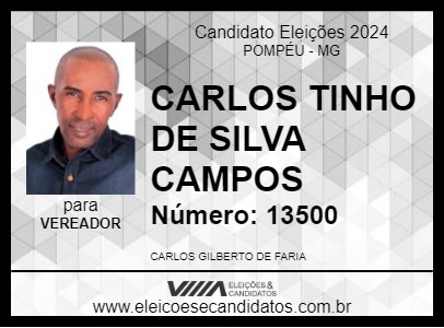 Candidato CARLOS TINHO DE SILVA CAMPOS 2024 - POMPÉU - Eleições