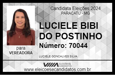 Candidato LUCIELE BIBI DO POSTINHO 2024 - PARACATU - Eleições