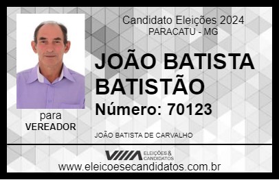 Candidato JOÃO BATISTA BATISTÃO 2024 - PARACATU - Eleições