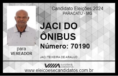 Candidato JACI DO ÔNIBUS 2024 - PARACATU - Eleições