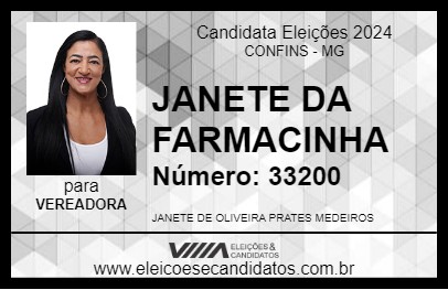 Candidato JANETE DA FARMACINHA 2024 - CONFINS - Eleições