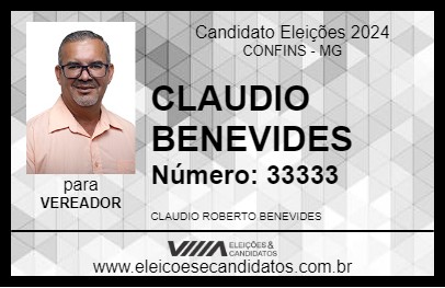 Candidato CLAUDIO BENEVIDES 2024 - CONFINS - Eleições