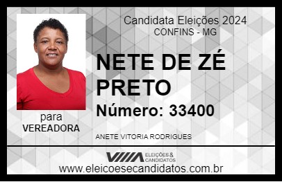 Candidato NETE DE ZÉ PRETO 2024 - CONFINS - Eleições