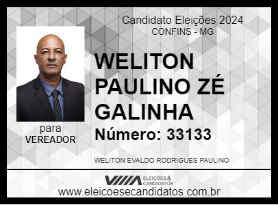 Candidato WELITON PAULINO  ZÉ GALINHA 2024 - CONFINS - Eleições