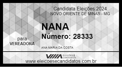 Candidato NANA 2024 - NOVO ORIENTE DE MINAS - Eleições