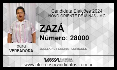 Candidato ZAZÁ 2024 - NOVO ORIENTE DE MINAS - Eleições