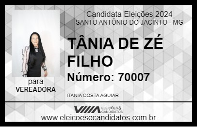 Candidato TÂNIA DE ZÉ FILHO 2024 - SANTO ANTÔNIO DO JACINTO - Eleições