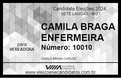 Candidato CAMILA BRAGA ENFERMEIRA 2024 - SETE LAGOAS - Eleições