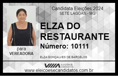 Candidato ELZA DO RESTAURANTE 2024 - SETE LAGOAS - Eleições