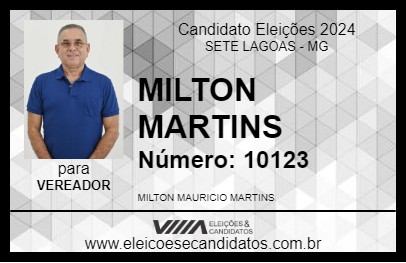 Candidato MILTON MARTINS EVANGELIZE 2024 - SETE LAGOAS - Eleições