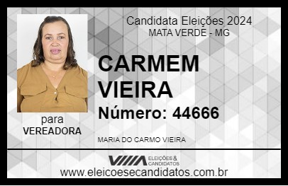 Candidato CARMEM VIEIRA 2024 - MATA VERDE - Eleições