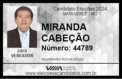 Candidato MIRANDA CABEÇÃO 2024 - MATA VERDE - Eleições